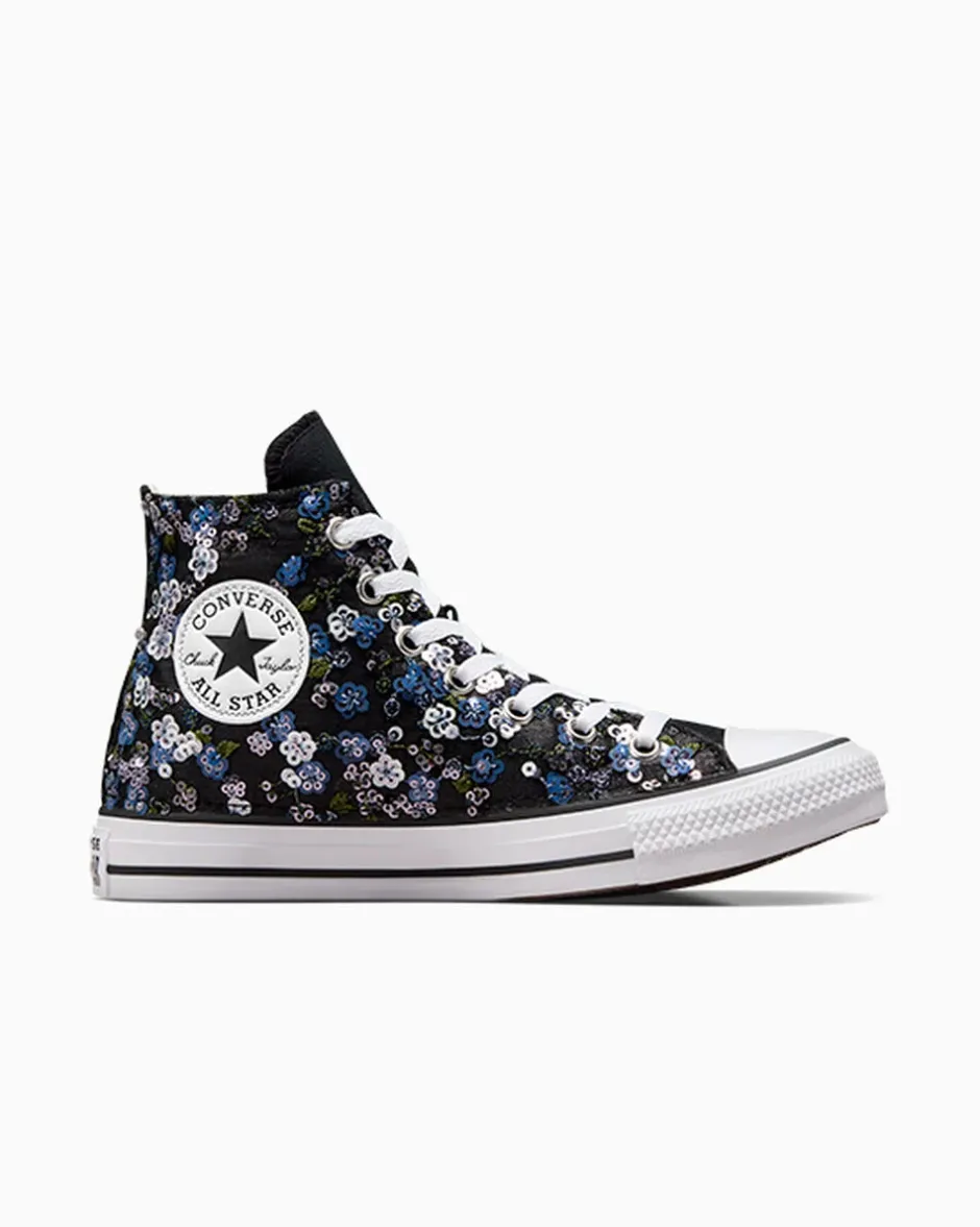 Converse Modelli Alti<Chuck Taylor Canvas LTD Floral Sequins Nero con fiori e paillettes