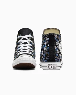 Converse Modelli Alti<Chuck Taylor Canvas LTD Floral Sequins Nero con fiori e paillettes