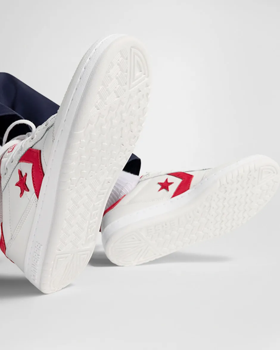 Converse Modelli Bassi<CONS Fastbreak Pro Leather and Nubuck Bianco vintage/Rosso/Bianco