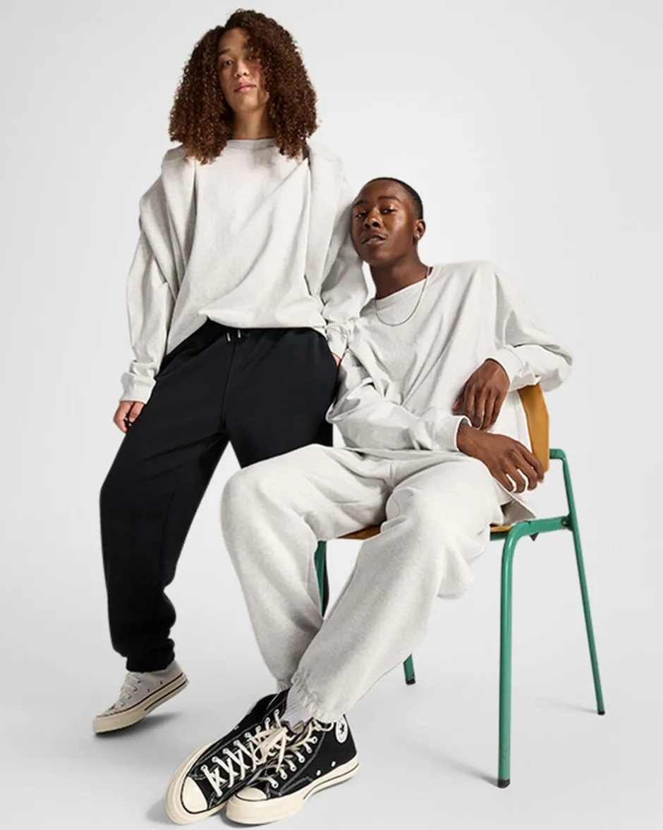 Converse Maglie E T-Shirt|Maglie E T-Shirt<Gold Standard Long Sleeve T-Shirt Grigio mélange rétro chiaro