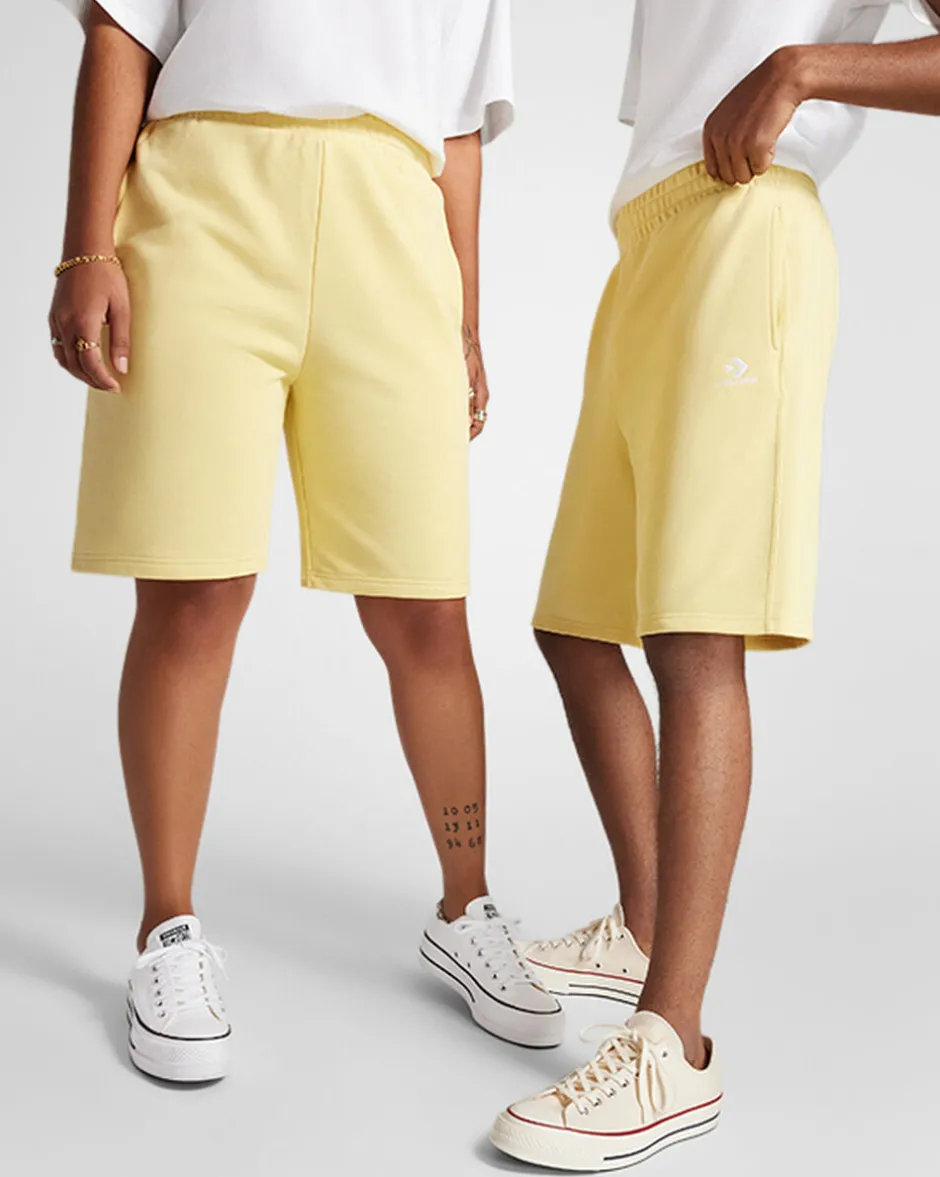 Converse Pantaloni E Shorts<Go-To Embroidered Star Chevron Standard Fit Fleece Short Bianco burro