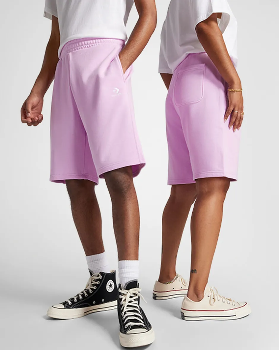 Converse Pantaloni E Shorts<Go-To Embroidered Star Chevron Standard Fit Fleece Short Lilla polvere di stelle