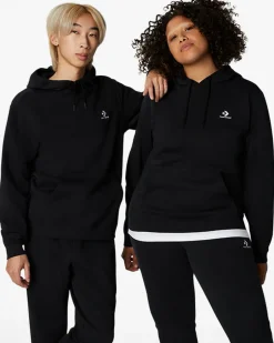 Converse Maglie E T-Shirt|Giacche E Felpe<Go-To Embroidered Star Chevron Standard Fit Fleece Hoodie Nero Converse