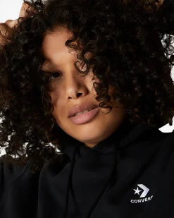 Converse Maglie E T-Shirt|Giacche E Felpe<Go-To Embroidered Star Chevron Standard Fit Fleece Hoodie Nero Converse