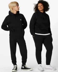 Converse Maglie E T-Shirt|Giacche E Felpe<Go-To Embroidered Star Chevron Standard Fit Fleece Hoodie Nero Converse