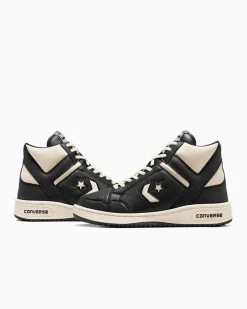 Converse Modelli Alti|Basketball<Weapon Leather Nero/Avorio naturale/Nero