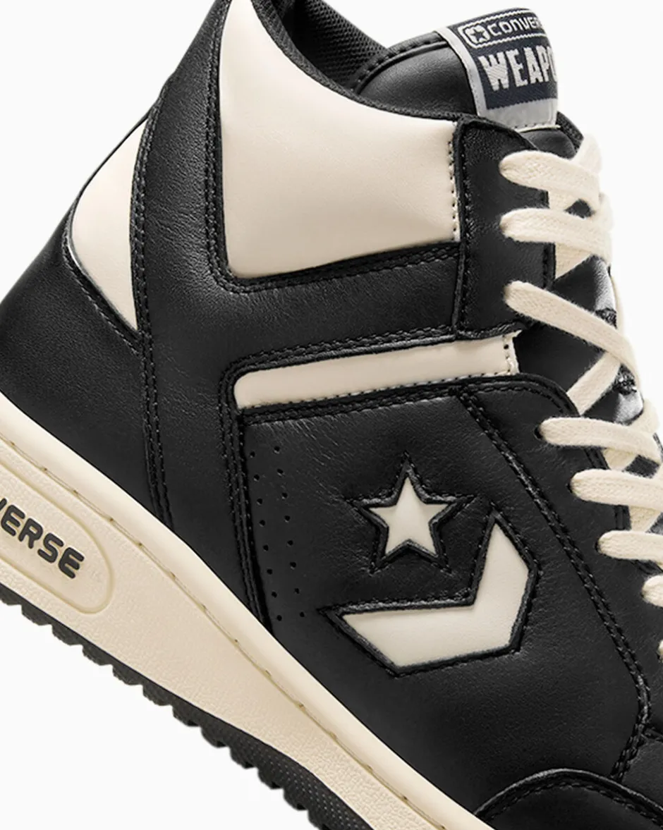Converse Modelli Alti|Basketball<Weapon Leather Nero/Avorio naturale/Nero