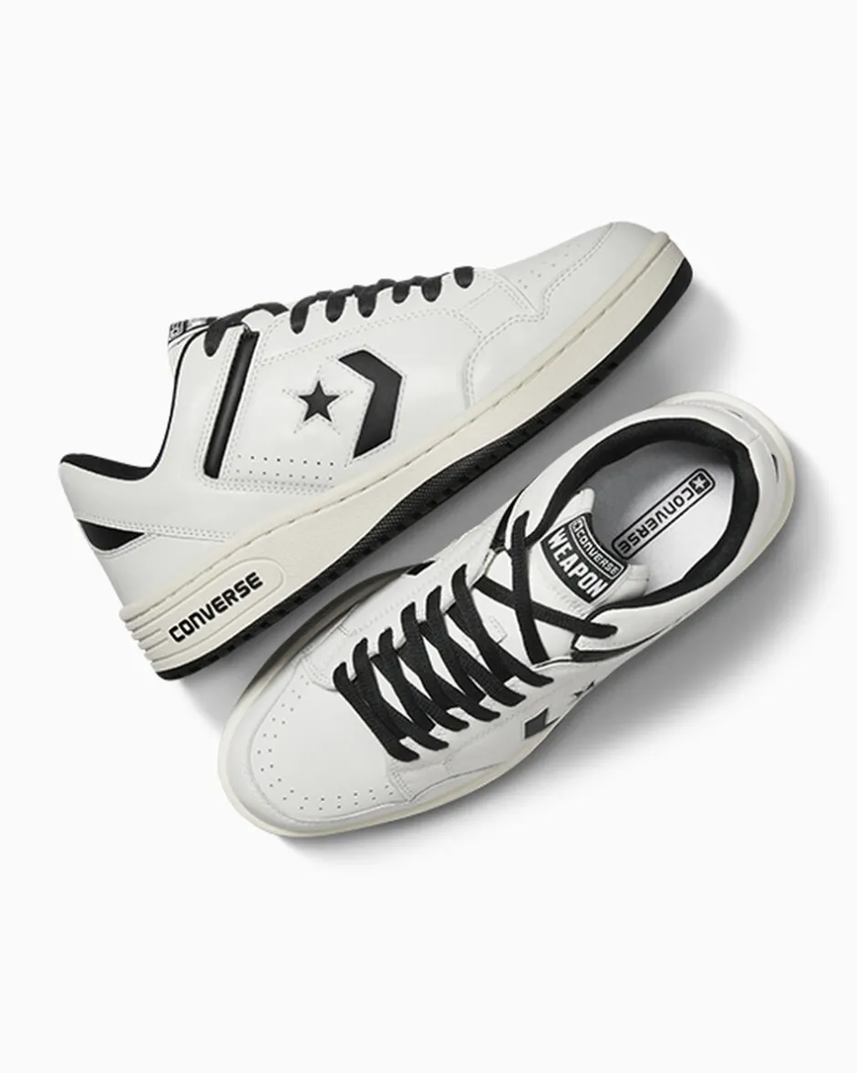 Converse Modelli Bassi|Modelli Bassi<Weapon Leather Bianco vintage/Nero