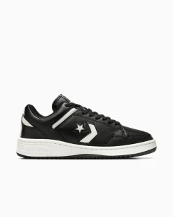 Converse Modelli Bassi<Weapon Leather Nero/Egret/Bianco vintage