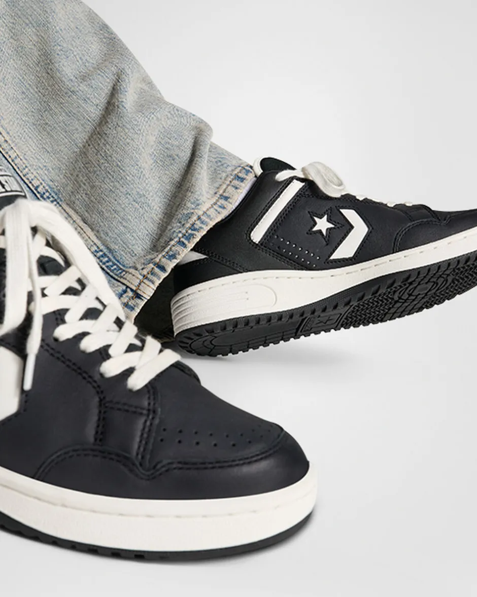 Converse Modelli Bassi|Modelli Bassi<Weapon Leather Nero/Nero/Bianco