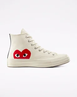 Converse Modelli Alti|Modelli Alti<x Comme des Garçons PLAY Chuck 70 Bianco latte/Bianco/High Risk Red