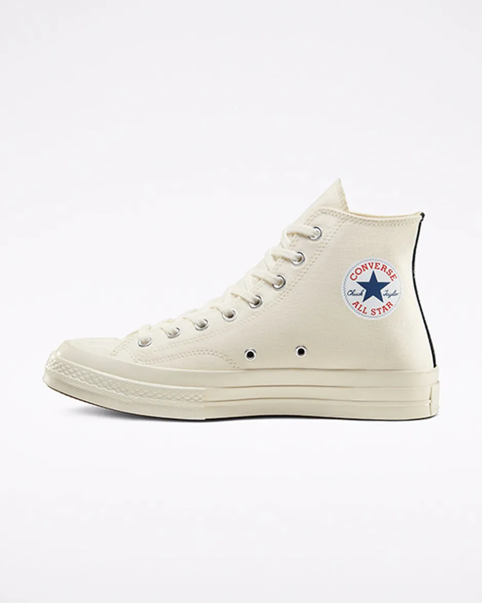 Converse Modelli Alti|Modelli Alti<x Comme des Garçons PLAY Chuck 70 Bianco latte/Bianco/High Risk Red