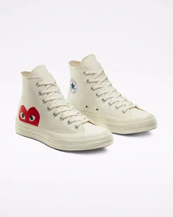Converse Modelli Alti|Modelli Alti<x Comme des Garçons PLAY Chuck 70 Bianco latte/Bianco/High Risk Red
