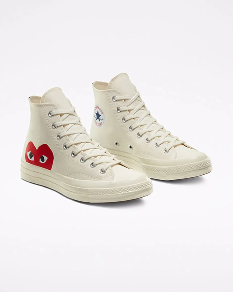 Converse Modelli Alti|Modelli Alti<x Comme des Garçons PLAY Chuck 70 Bianco latte/Bianco/High Risk Red