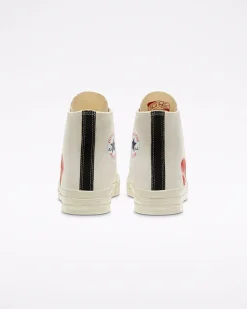 Converse Modelli Alti|Modelli Alti<x Comme des Garçons PLAY Chuck 70 Bianco latte/Bianco/High Risk Red