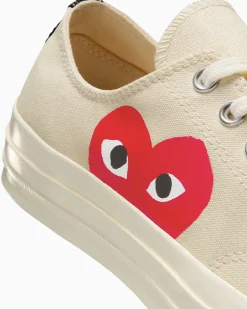 Converse Modelli Bassi|Modelli Bassi<x Comme des Garçons PLAY Chuck 70 Bianco latte/Bianco/High Risk Red