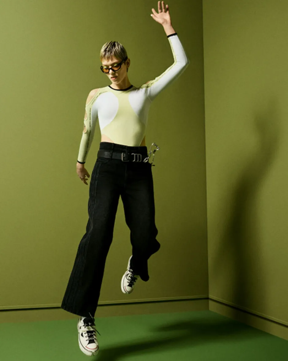 Converse Maglie E T-Shirt<x Feng Chen Wang Top Giallo lime chiaro/Bianco