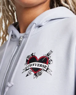 Converse Giacche E Felpe<Heart Tattoo Full-Zip Oversized Hoodie Lavender Trek