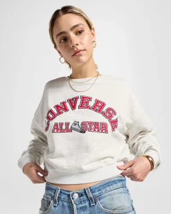 Converse Giacche E Felpe<Heritage Cropped Crewneck Sweatshirt Grigio mélange rétro chiaro