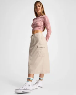 Converse Pantaloni E Shorts<Long Woven Cargo Skirt Sabbia