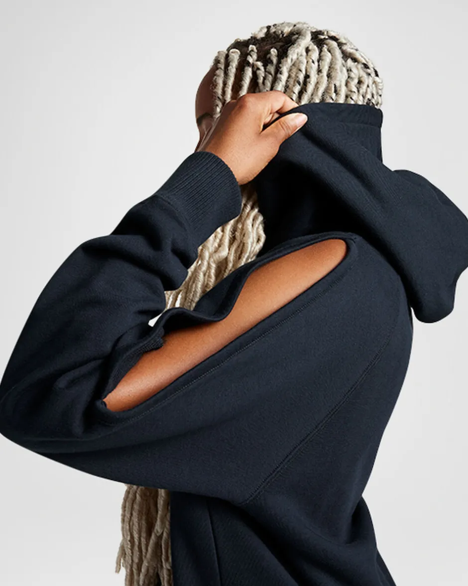 Converse Giacche E Felpe<Loose-Fit Shoulder Cut-Out Fleece Hoodie Nero Converse