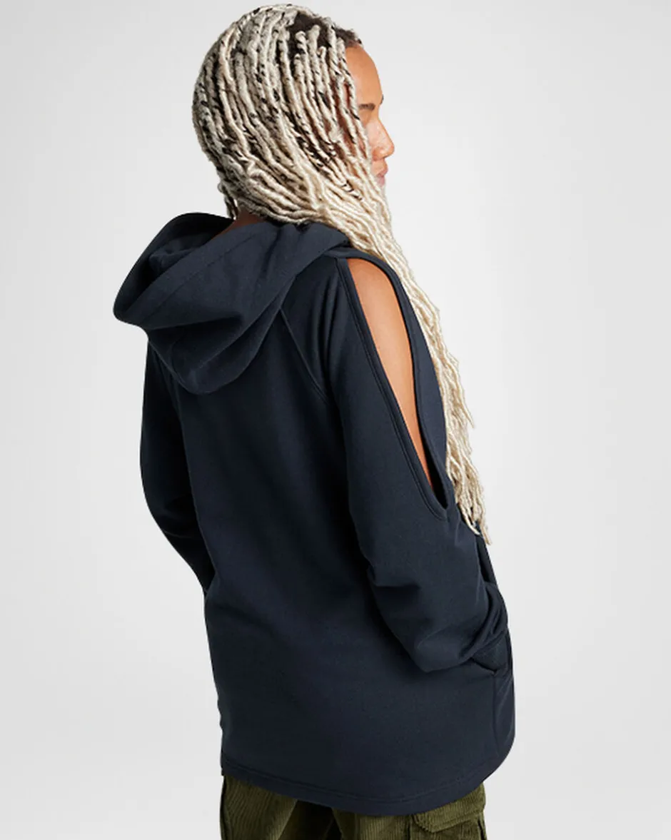 Converse Giacche E Felpe<Loose-Fit Shoulder Cut-Out Fleece Hoodie Nero Converse