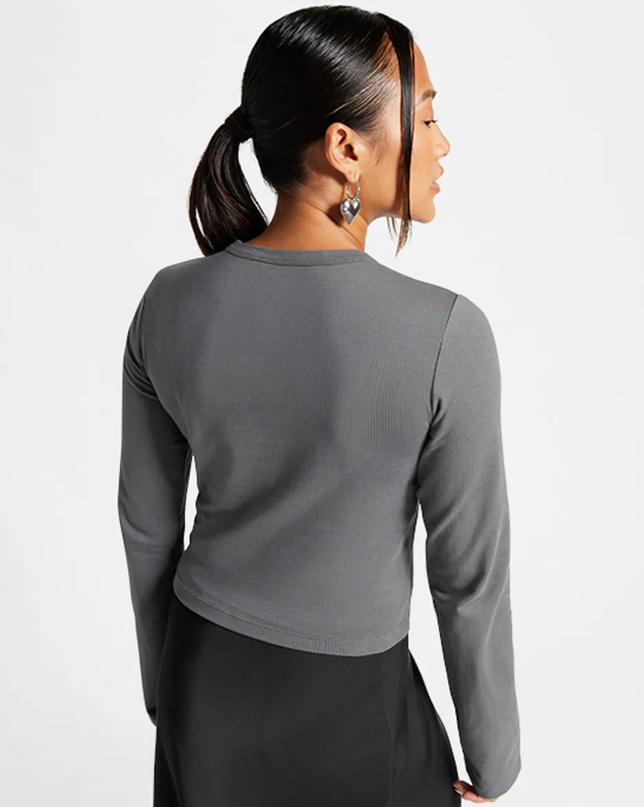 Converse Maglie E T-Shirt<Metallic Patch Long Sleeve Baby T-Shirt Cyber Grey