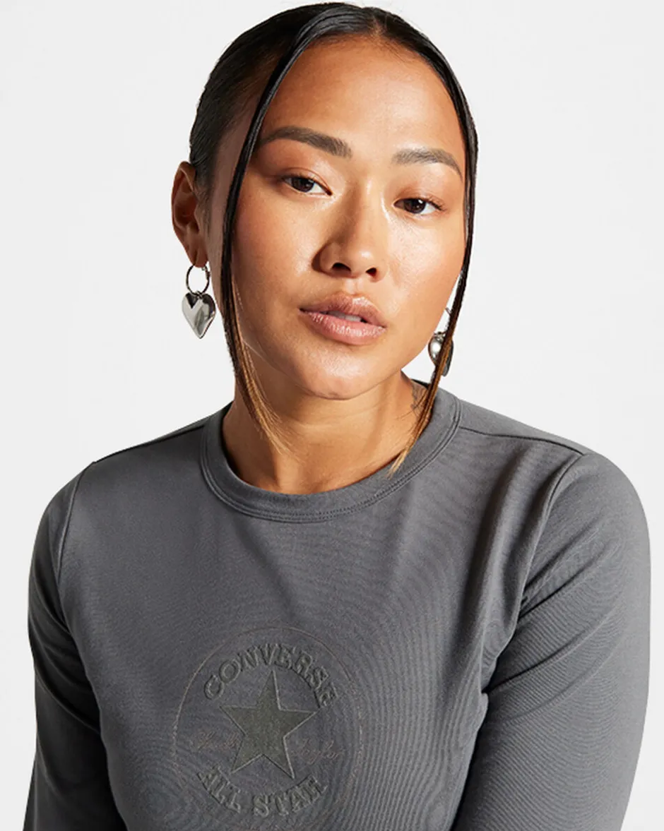 Converse Maglie E T-Shirt<Metallic Patch Long Sleeve Baby T-Shirt Cyber Grey