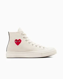Converse Modelli Alti|Modelli Alti<PLAY Comme des Garçons Single Heart Chuck 70 Milk/Red/Black