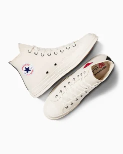 Converse Modelli Alti|Modelli Alti<PLAY Comme des Garçons Single Heart Chuck 70 Milk/Red/Black