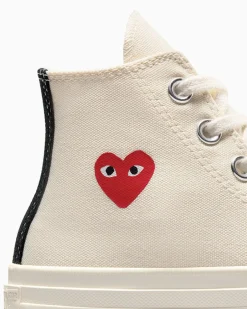 Converse Bambini (Età 4-8 Anni)|Ragazzo<PLAY Comme des Garçons Single Heart Chuck 70 Milk/Red/Black
