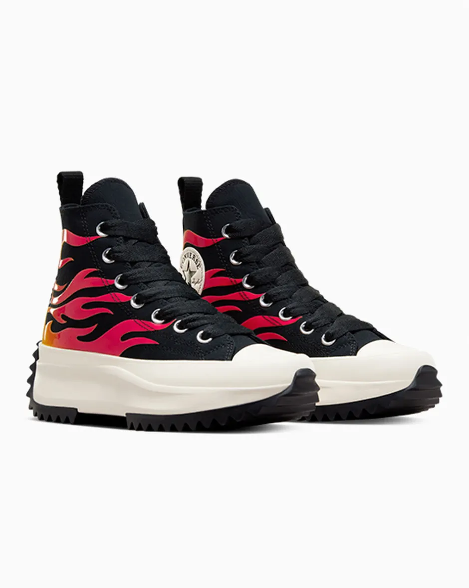Converse Modelli Alti|Modelli Con Platform<Run Star Hike Platform Flames Nero/Bianco/Rosso smalto