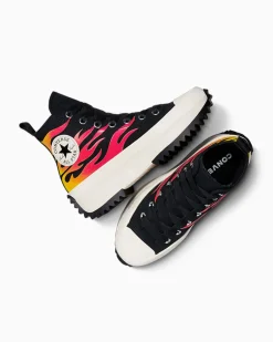 Converse Modelli Alti|Modelli Con Platform<Run Star Hike Platform Flames Nero/Bianco/Rosso smalto