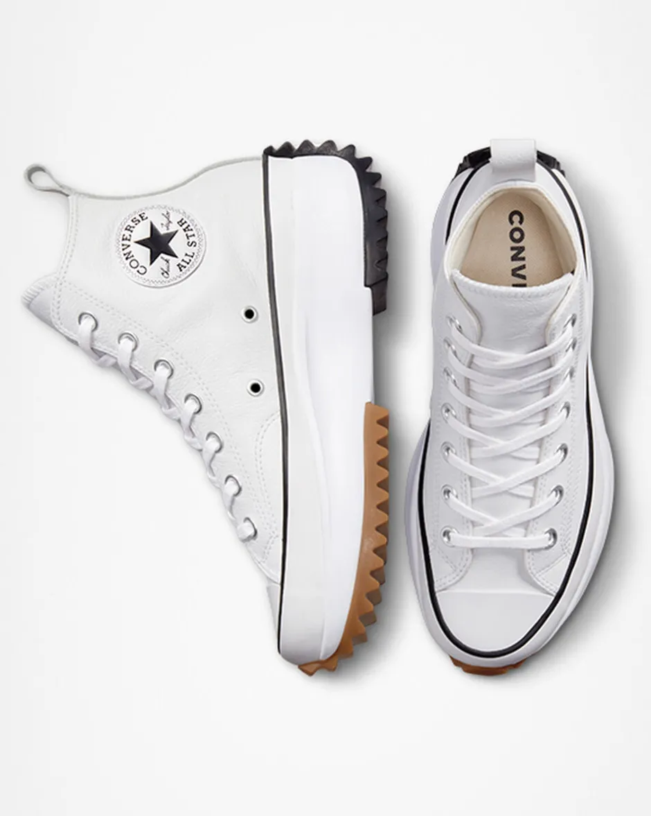 Converse Modelli Alti|Modelli Con Platform<Run Star Hike Platform Foundational Leather Bianco/Nero/Gomma