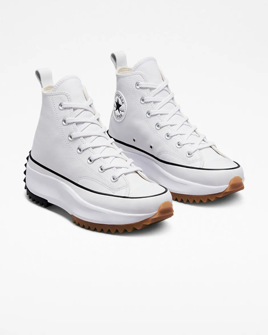 Converse Modelli Alti|Modelli Con Platform<Run Star Hike Platform Foundational Leather Bianco/Nero/Gomma