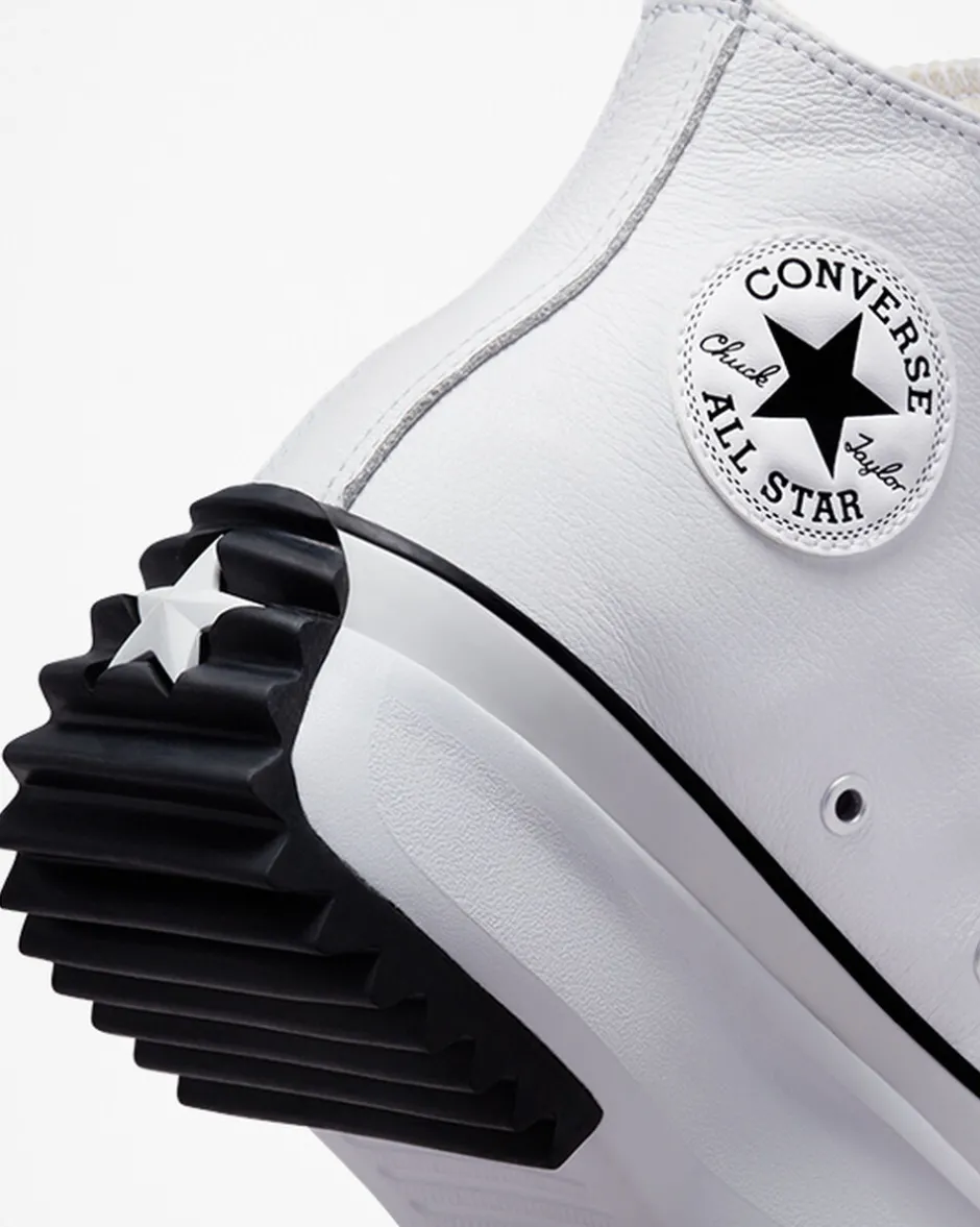 Converse Modelli Alti|Modelli Con Platform<Run Star Hike Platform Foundational Leather Bianco/Nero/Gomma