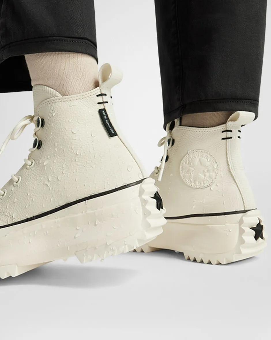 Converse Modelli Alti|Modelli Con Platform<Run Star Hike Platform Leather Egret/Nero/Bianco