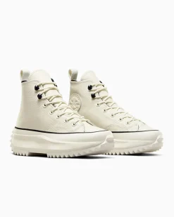 Converse Modelli Alti|Modelli Con Platform<Run Star Hike Platform Leather Egret/Nero/Bianco