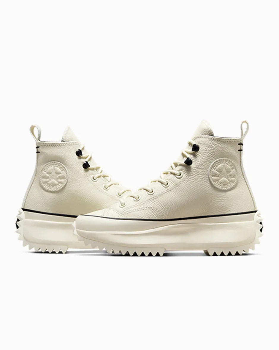 Converse Modelli Alti|Modelli Con Platform<Run Star Hike Platform Leather Egret/Nero/Bianco