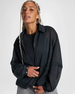 Converse Giacche E Felpe<Sheer Layered Jacket Nero Converse